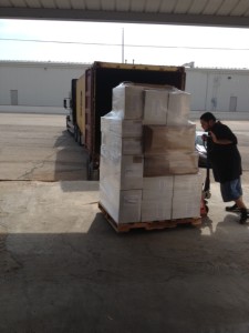 loading pallet of medical supplies